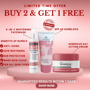 Limited time offer buy 2 & Get 1 Free 4 in 1 whitening face wash, SPF 60 Sunblock , Generous day action cream๐
