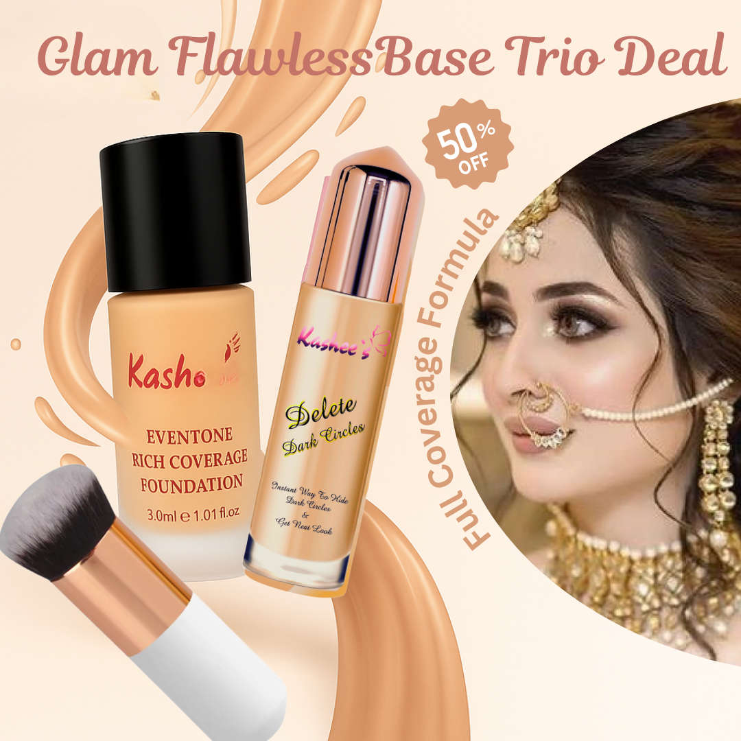Glam Flawless Base Trio Deal Including Foundation, Concealer & Pier Foundation Brush