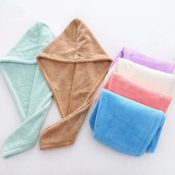 Microfiber Hair Towel (Hair Towel With Button, Super Absorbent, Hair Towel Wrap, For Curly Hair, Fast Drying Hair Wraps For Women, Anti Frizz Microfiber Towel)