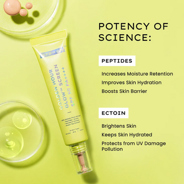 Hyphen Glow Sunscreen with spf 50 PA++++ (Sun protection with instant glow, Moisturizer, Sunscreen, Primer and Highlighter)